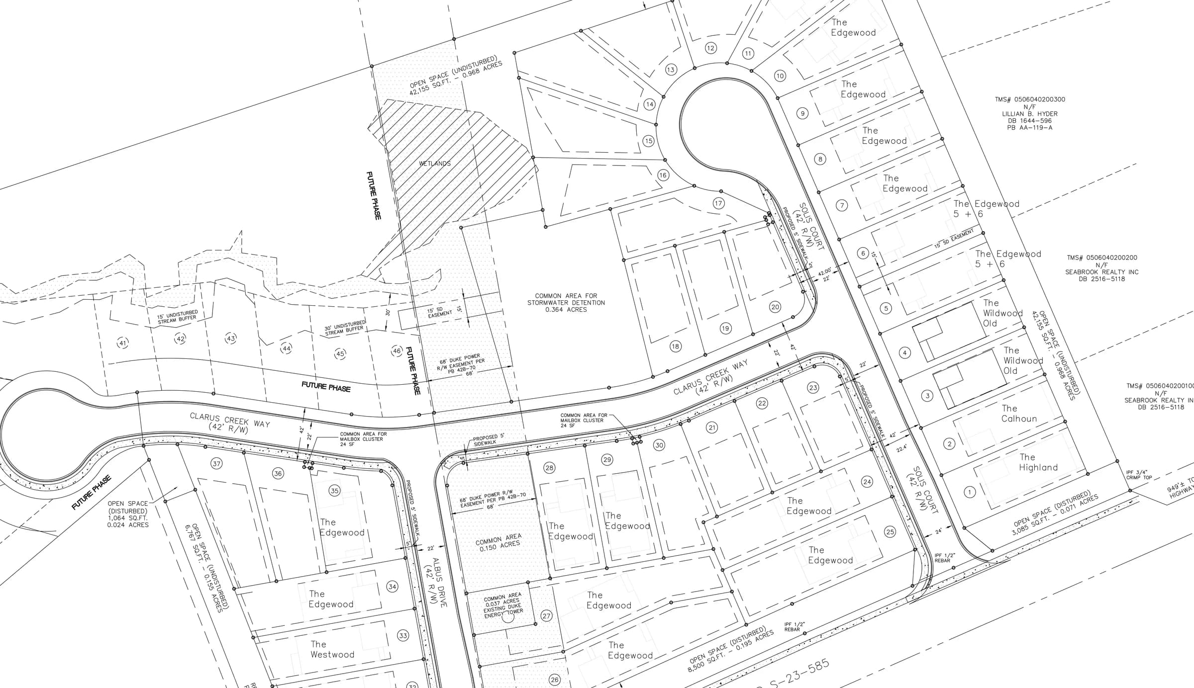 Recorded plat of the Edgewood subdivision in Travelers Rest, SC